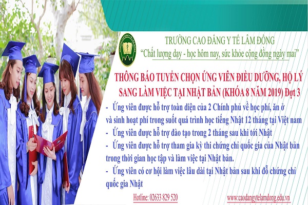 THÔNG BÁO TUYỂN CHỌN ỨNG VIÊN ĐIỀU DƯỠNG, HỘ LÝ SANG LÀM VIỆC TẠI NHẬT BẢN KHÓA 8 NĂM 2019 – Đợt 3